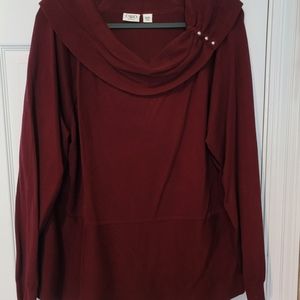 Plus size maroon cowl neck sweater